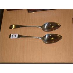PAIR OF GEORGIAN SCOTTISH SILVER SERVING SPOONS...