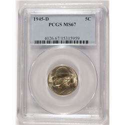 1945-D JEFFERSON NICKEL, PCGS MS-67