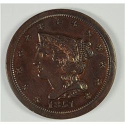 1851 HALF CENT CH BU