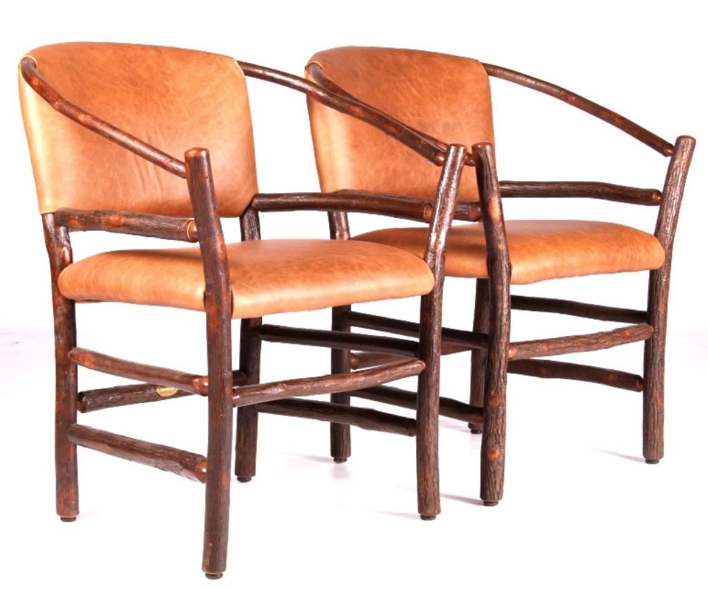 Old Hickory & Leather Two Hoop Accent Chairs (2)