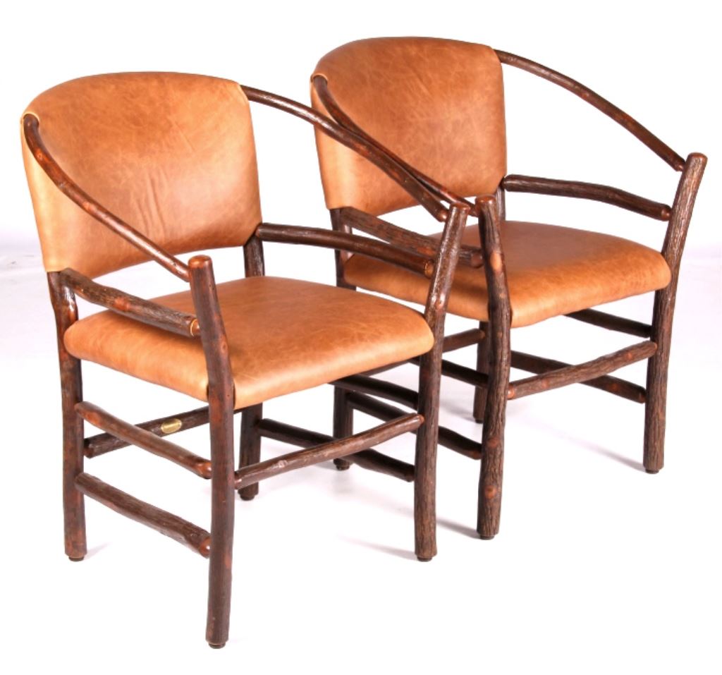 Old Hickory & Leather Two Hoop Accent Chairs (2)