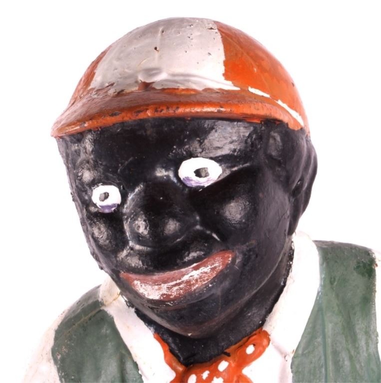 Antique Cast Iron Black Lawn Jockey Statue