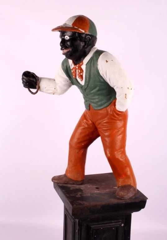 Antique Cast Iron Black Lawn Jockey Statue