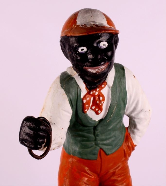 Antique Cast Iron Black Lawn Jockey Statue