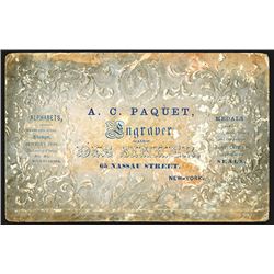 A.C. Paquet, Business Card, ca.1860-70's