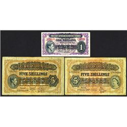 East African Currency Board, 1943-57, Trio of Issued Notes