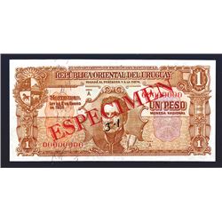 Republica Oriental del Uruguay, 1939 Law issue Specimen Banknote Set of 7 Notes.