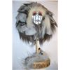 Image 1 : NATIVE AMERICAN CEREMONIAL MASK ON STAND *POSSIBLE CHEROOKEE* STANDS APPROX. 1 FOOT TALL!!