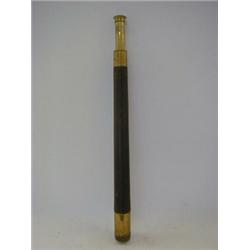 A BRASS TELESCOPE, 19th Century, maker 'F. Wiggins & Sons, Tower Hill, London', pigskin covered b...