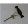Image 1 : A WHITE METAL CHAMPAGNE TAP, unnamed, turned treen handle, length 15cm and another tap (2)  £20-3...