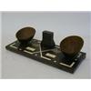 Image 1 : A MACASSAR SMOKERS COMPANION, inlaid bone tablets, 'Lome', 'Togo' and Union Jacks, matchbox holde...