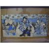 Image 1 : A JAPANESE WOODBLOCK TRIPTYCH, 19th Century, martial figure with kneeling armed female, right nob...