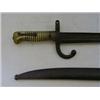 Image 1 : A MILITARY BAYONET, late 19th Century, metal scabbard, ribbed brass grip, length 72cm  £30-40...