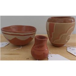 Three Santa Clara Pottery Vessels.