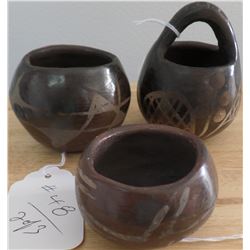 Three Santa Clara Pottery Pieces