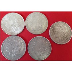 Five (5) Morgan Silver Dollars