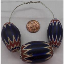 3 Large Rare 6 Layer Chevron Beads