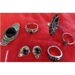 Collection of Miscellaneous Jewelry w/ Jet and Sterling Silver