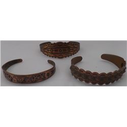 3 Old Fred Harvey Era Copper Bracelets