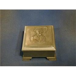 A cast aluminium cigarette box decorated Edward VIII marked Best Wishes from C W Coan Aluminium F...