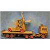 A wooden model of a Scania tractor unit and trailer together with a fork lift truck £150-200...