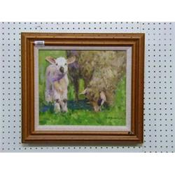 Andriy Yalanskyi, Russian, oil painting on canvas "Yew and Lamb" signed 10" x 12" £60-80...