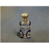 Image 1 : A Victorian cut glass and blue overlay scent bottle with embossed silver hinged lid complete with...