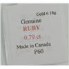 Image 3 : 10KT GOLD RUBY (.79 CARAT) PENDANT RETAIL: $200