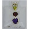 Image 1 : 10 KT GOLD PERIDOT, GARNET & AMETHYST PENDANT
