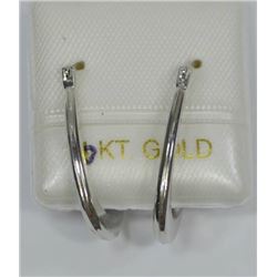 10 KT WHITE GOLD HOOP EARRINGS msrp $25