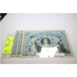 THREE GERMAN 1908 100 MARK SERIES L X3