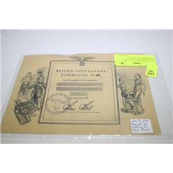 WW2 GERMAN REQUEST FOR CLOTHING NAZI TROOPS