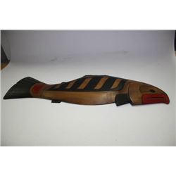 SALMON HAND CARVED DORSAL FIN HAS DAMAGE