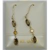 Image 1 : 9 KT GOLD SMOKEY QUARTZ & CITRINE DROP EARRINGS
