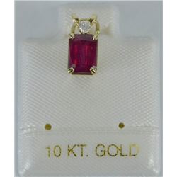10 KT GOLD RUBY ( 1.45 CT) & DIAMOND PENDANT