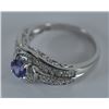 Image 4 : 10 KT WHITE GOLD TANZANITE & DIAMOND RING