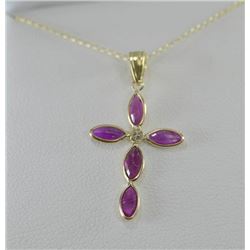 14KT GOLD RUBY (2.0 CT) & DIAMOND PENDANT NECKLACE