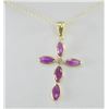 Image 2 : 14KT GOLD RUBY (2.0 CT) & DIAMOND PENDANT NECKLACE