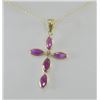 Image 3 : 14KT GOLD RUBY (2.0 CT) & DIAMOND PENDANT NECKLACE