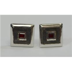 STERLING SILVER GARNET CUFF LINKS msrp $300