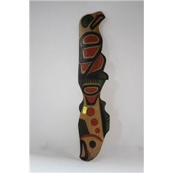 WOOD CARVED NATIVE ART RAVEN WITH SALMON 23" TALL