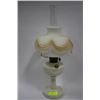 Image 1 : MILK GLASS ALLADIN DRAPE OIL LAMP WITH ORIGINAL