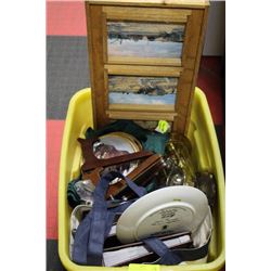 YELLOW TOTE WITH COLLECTIBLES