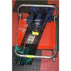 ORANGE LOUNGE CHAIR W/ 2 FOLDING CHAIRS