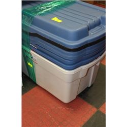 RUBBERMAID ROUGHNECK STORAGE BOXES W/ HINGED X4