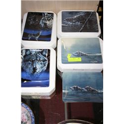 6- SQUARE WOLF COLLECTOR PLATES SOME WITH