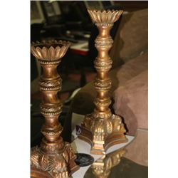 PAIR OF GOLD LEAF CANDLE HOLDERS