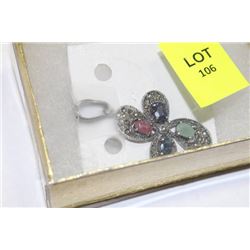 .925 SILVER RUBY, SAPPHIRE, & EMERALD PENDANT