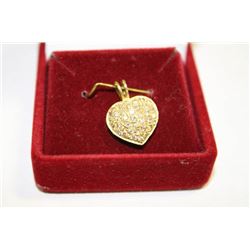 14K STAMPED YELLOW GOLD DIAMOND HEART SHAPED