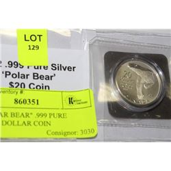 2012 "POLAR BEAR" .999 PURE SILVER 20 DOLLAR COIN